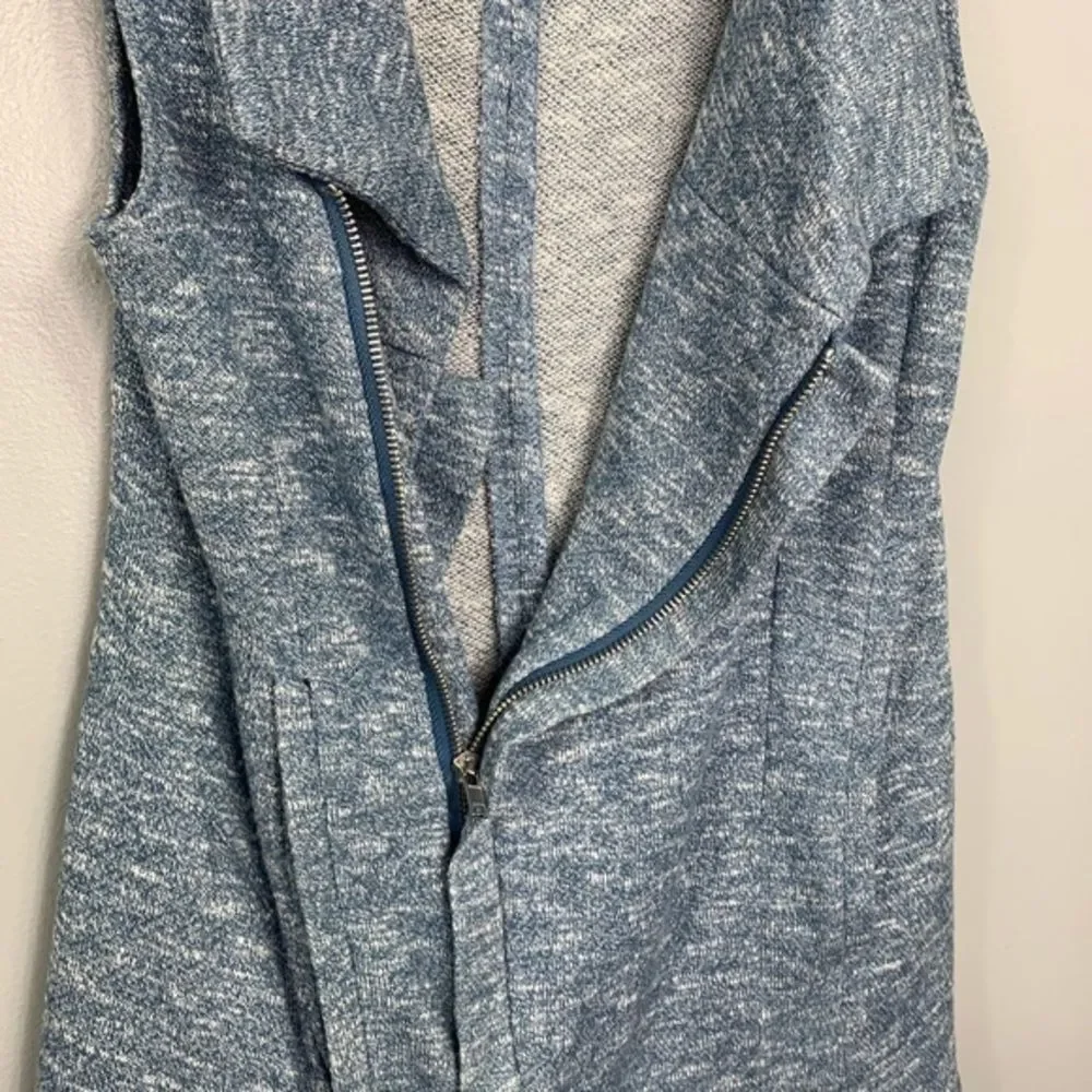 For Cynthia Blue Zip Up Collared Sleeveless Knit Vest Casual Layer Cozy Top S